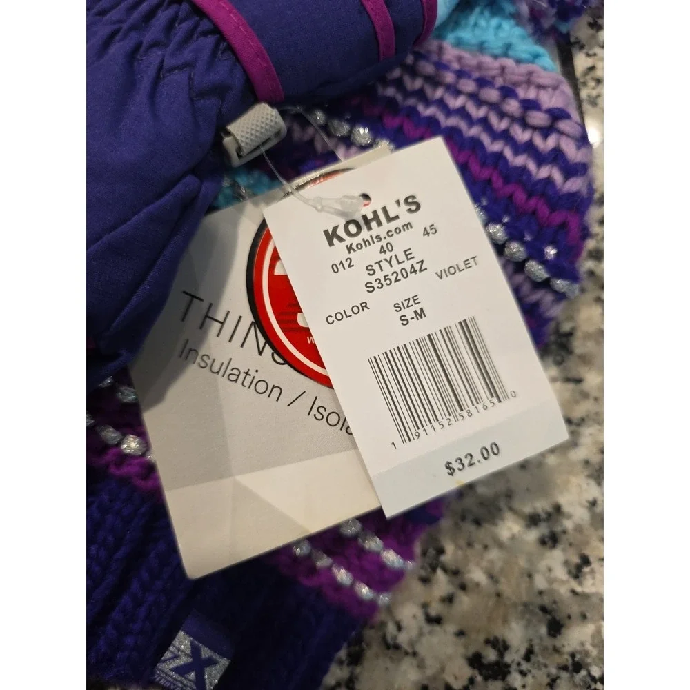 NEW ZeroXposur Purple Youth‎ Girl Hat/Glove Set SIZE S/M